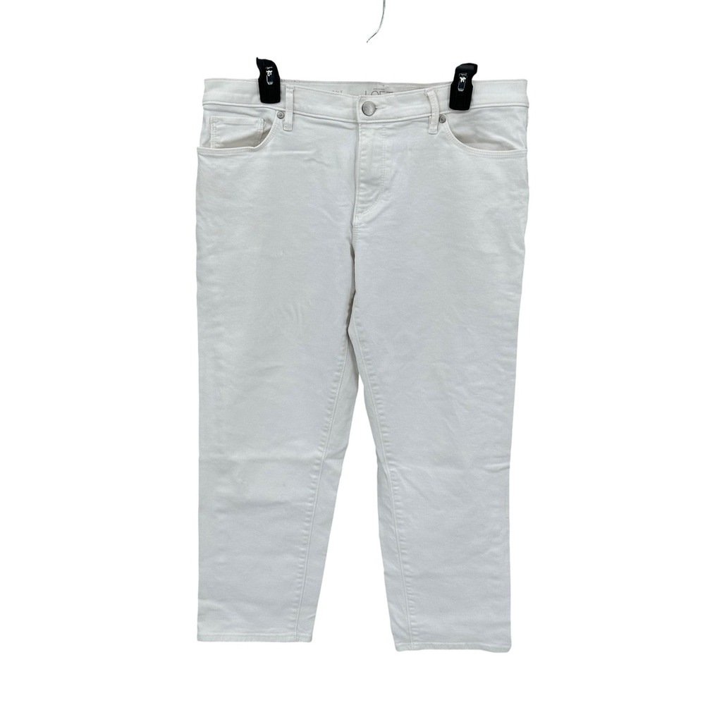 Ann‎ Taylor LOFT Jeans Womens 30 10 Cream Relaxed Straight Crop Stretch Casual